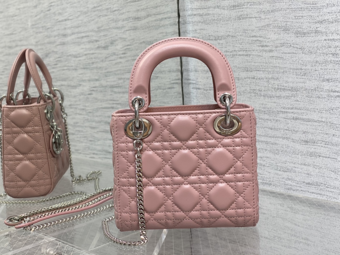 Mini Lady Dior Bag Pink Cannage Lambskin